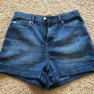 High rise denim shorts